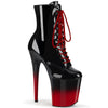 FLAMINGO-1020BR-H Plateau Stiefeletten Schwarz Rot | Pleaser
