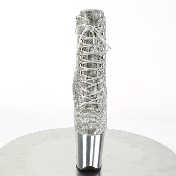 FLAMINGO-1020CHRS Plateau Stiefeletten - Silber Glitzer von Pleaser SALE – Ansicht 2