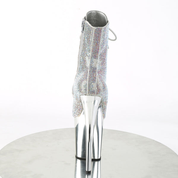 FLAMINGO-1020CHRS Plateau Stiefeletten - Silber/Mehrfarbig Glitzer von Pleaser – Ansicht 4