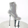 FLAMINGO-1020CHRS Plateau Stiefeletten - Silber/Mehrfarbig Glitzer von Pleaser – Ansicht 5
