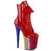 FLAMINGO-1020HG Plateau Stiefeletten - Rot Mehrfarbig von Pleaser