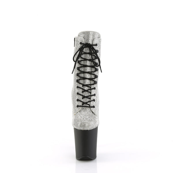 FLAMINGO-1020RS Plateau Stiefeletten Silber Glitzer von Pleaser – Ansicht 2
