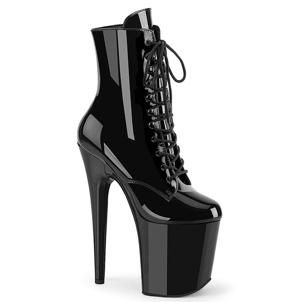 FLAMINGO-1020WR Plateau Stiefeletten Schwarz Lack | Pleaser