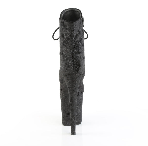 FLAMINGO-1020WR Plateau Stiefeletten Schwarz Matt Glitzer | Pleaser