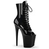FLAMINGO-1021 Plateau Peeptoe Stiefeletten Schwarz Lack von Pleaser