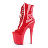 FLAMINGO-1021 Plateau Stiefeletten Peeptoe Rot Lack | Pleaser