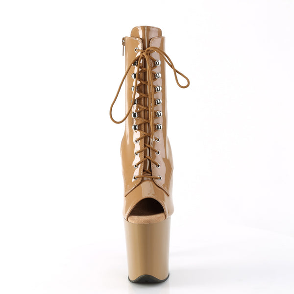 FLAMINGO-1021 Plateau Peeptoe Stiefeletten - Nude Lack von Pleaser – Ansicht 2
