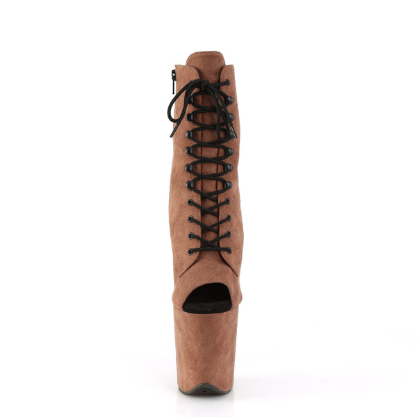 FLAMINGO-1021FS Plateau Stiefeletten - Braun Samt von Pleaser – Ansicht 2