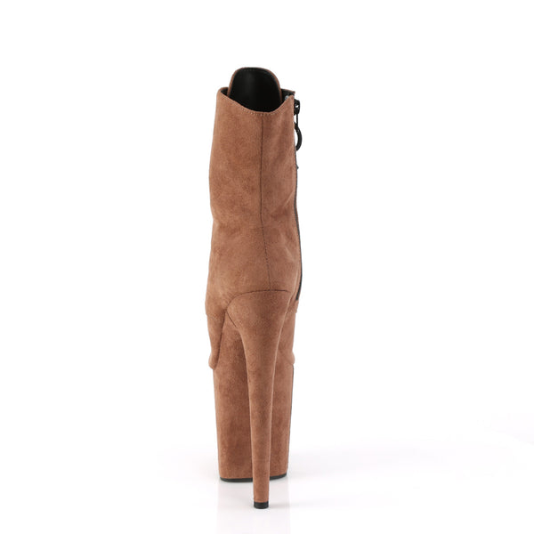 FLAMINGO-1021FS Plateau Stiefeletten - Braun Samt von Pleaser – Ansicht 4