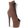 FLAMINGO-1021FS Plateau Stiefeletten - Braun Samt von Pleaser