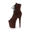 FLAMINGO-1021FS Plateau Peeptoe Stiefeletten - Braun Samt von Pleaser – Ansicht 3
