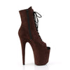 FLAMINGO-1021FS Plateau Peeptoe Stiefeletten - Braun Samt von Pleaser – Ansicht 5