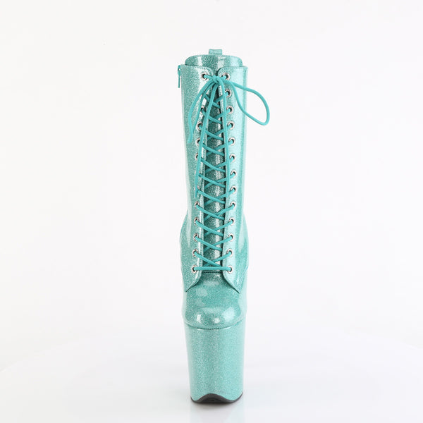 FLAMINGO-1040GP - Plateau Stiefeletten - Mint Grün/Glitzer Lack von Pleaser – Ansicht 2