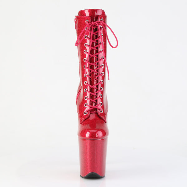 FLAMINGO-1040GP - Plateau Stiefeletten - Rot Glitzer von Pleaser – Ansicht 2