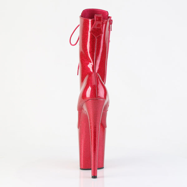 FLAMINGO-1040GP - Plateau Stiefeletten - Rot Glitzer von Pleaser – Ansicht 4