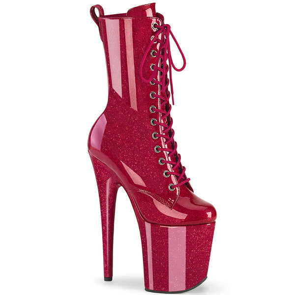 FLAMINGO-1040GP - Plateau Stiefeletten - Rot Glitzer von Pleaser