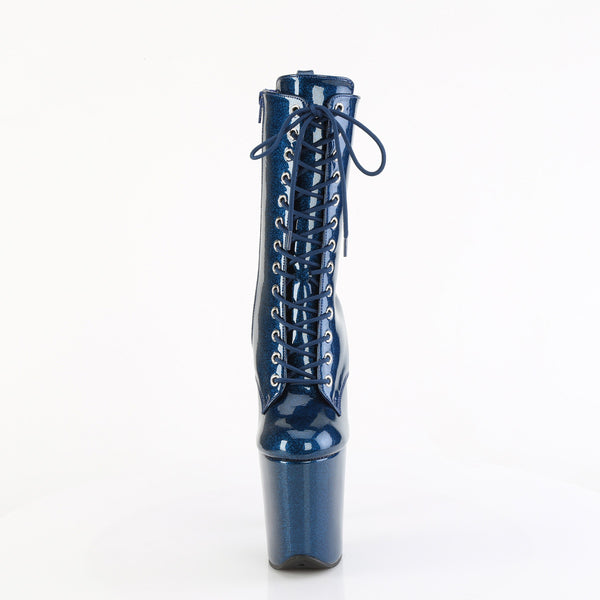 FLAMINGO-1040GP Plateau Stiefeletten Blau Lack von Pleaser – Ansicht 2