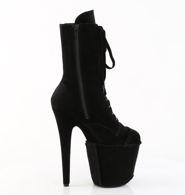 FLAMINGO-1045VEL Plateau Stiefeletten - Schwarz Velour von Pleaser – Ansicht 5