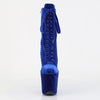 FLAMINGO-1045VEL Plateau Stiefeletten - Blau Velour | Pleaser