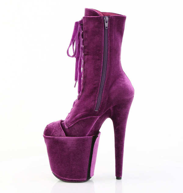 FLAMINGO-1045VEL Plateau Stiefeletten - Lila Velour von Pleaser – Ansicht 3