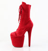 FLAMINGO-1045VEL Plateau Stiefeletten Rot Velour/Wildleder von Pleaser – Ansicht 3