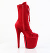 FLAMINGO-1045VEL Plateau Stiefeletten Rot Velour/Wildleder von Pleaser – Ansicht 5