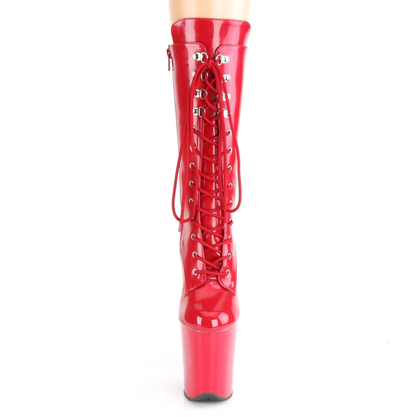 FLAMINGO-1050 Plateau Stiefeletten Rot Lack | Pleaser