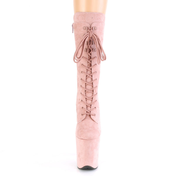 FLAMINGO-1050FS Plateau Stiefeletten - Rosa Samt von Pleaser – Ansicht 2