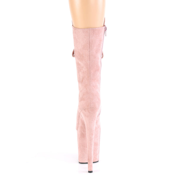 FLAMINGO-1050FS Plateau Stiefeletten - Rosa Samt von Pleaser – Ansicht 4