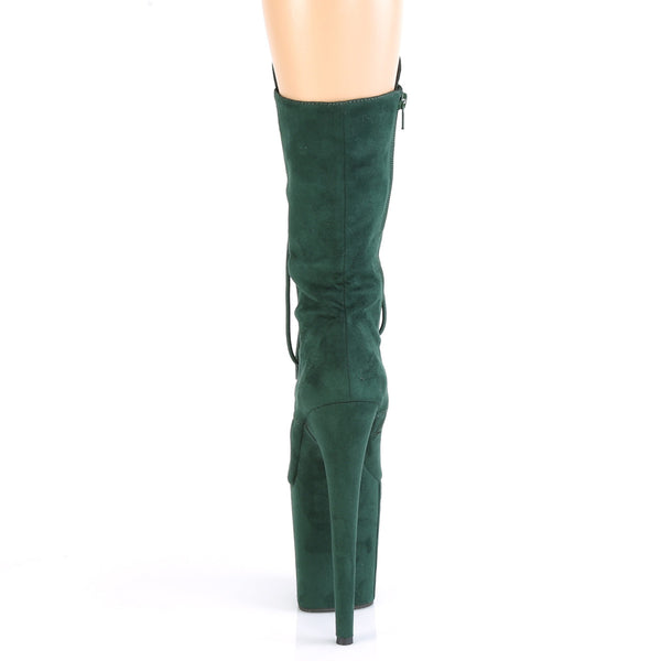 FLAMINGO-1050FS Plateau Stiefeletten Grün Samt | Pleaser
