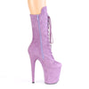 FLAMINGO-1050FS Plateau Stiefeletten Lila Samt | Pleaser
