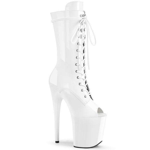 FLAMINGO-1051 Plateau Stiefeletten Lack/Weiß von Pleaser