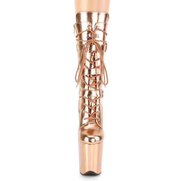 FLAMINGO-1053 Plateau Stiefeletten Rose Gold Metallic von Pleaser – Ansicht 2