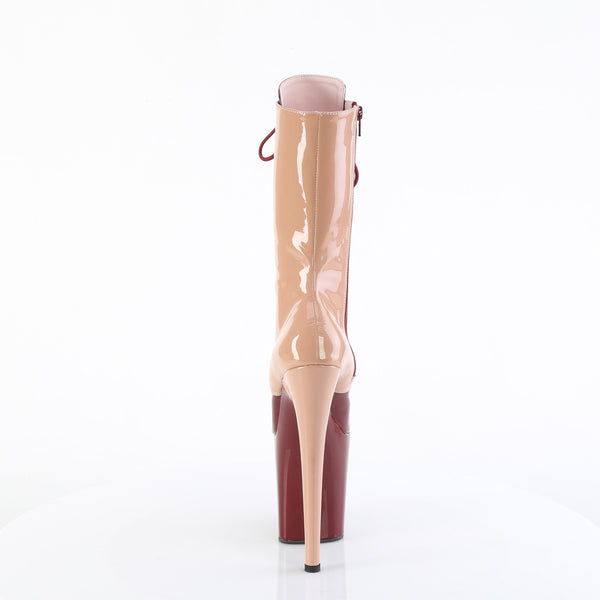 FLAMINGO-1054DC Plateau Stiefeletten Beige/Braun Lack von Pleaser – Ansicht 4