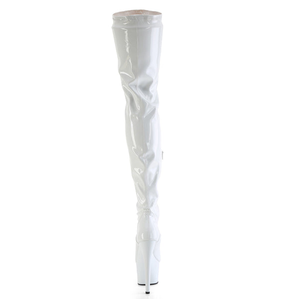 FLAMINGO-3000 - Plateau Overknee Stiefel - Weiß lack von Pleaser – Ansicht 4
