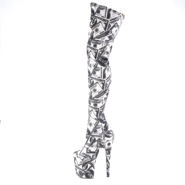 FLAMINGO-3000DP Plateau Overknee Stiefel Dollar Print von Pleaser – Ansicht 3