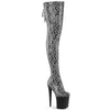 FLAMINGO-3008SP-BT Plateau Overknee Stiefel Grau Schlangenmuster von Pleaser