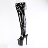 FLAMINGO-3017 - Plateau Overknee Stiefel Peeptoe mit offener Verse - Schwarz lack von Pleaser – Ansicht 3