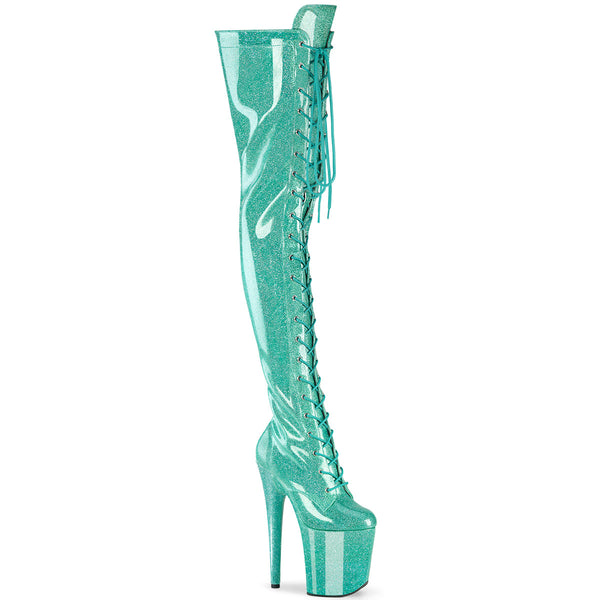 FLAMINGO-3020GP Plateau Overknee Stiefel türkis von Pleaser