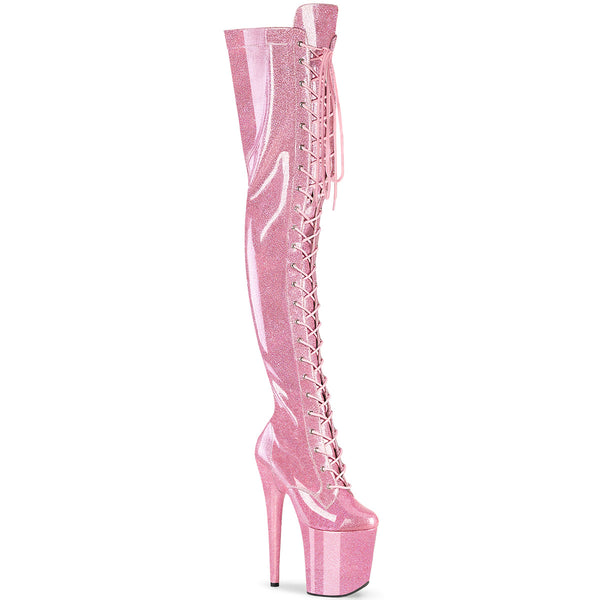 FLAMINGO-3020GP Overknee Stiefel Plateau rosa von Pleaser