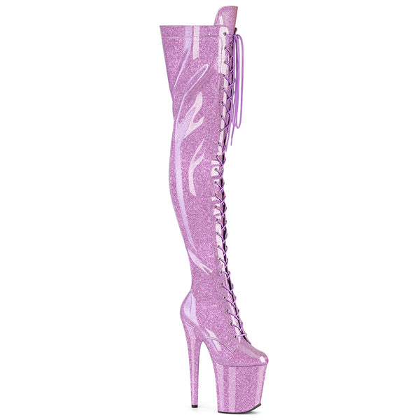FLAMINGO-3020GP Plateau Overknee Stiefel Lila von Pleaser
