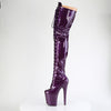 FLAMINGO-3020GP Plateau Overknee Stiefel Lila Glitzer von Pleaser – Ansicht 3