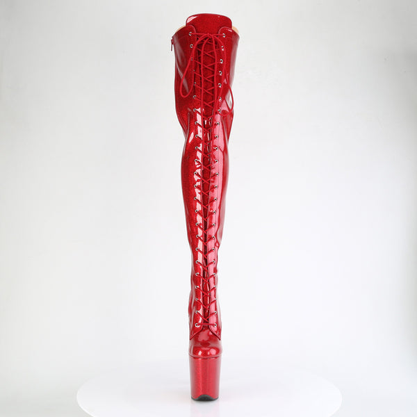 FLAMINGO-3020GP Plateau Overknee Stiefel Rot Lack | Pleaser