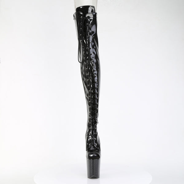 FLAMINGO-3021GP Plateau Overknee Stiefel Schwarz von Pleaser – Ansicht 2