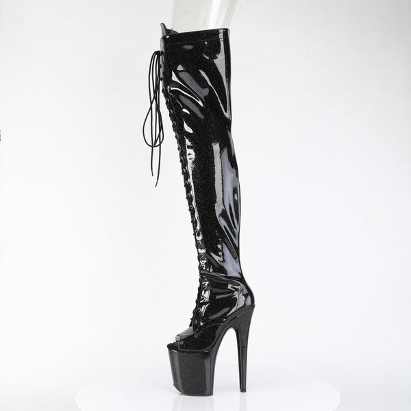 FLAMINGO-3021GP Plateau Overknee Stiefel Schwarz von Pleaser – Ansicht 3