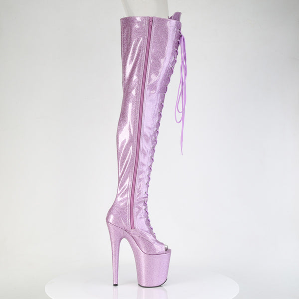 FLAMINGO-3021GP Plateau Overknee Stiefel Lila von Pleaser – Ansicht 5