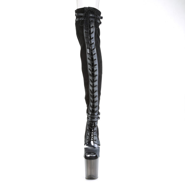 FLAMINGO-3027 Plateau Overknee Stiefel - Schwarz von Pleaser – Ansicht 2