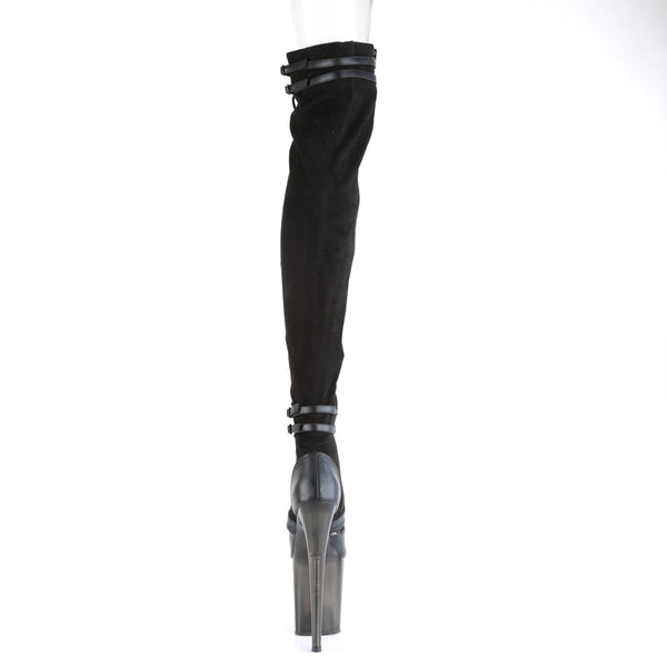 FLAMINGO-3027 Plateau Overknee Stiefel - Schwarz von Pleaser – Ansicht 4