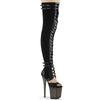 FLAMINGO-3027 Plateau Overknee Stiefel - Schwarz von Pleaser