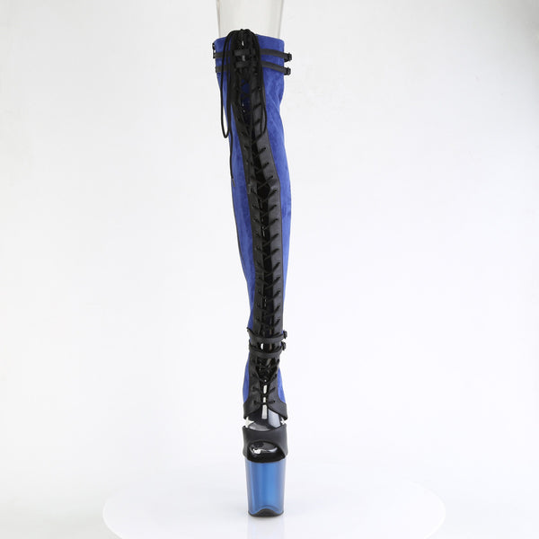 FLAMINGO-3027 Plateau Overknee Stiefel - Blau von Pleaser – Ansicht 2